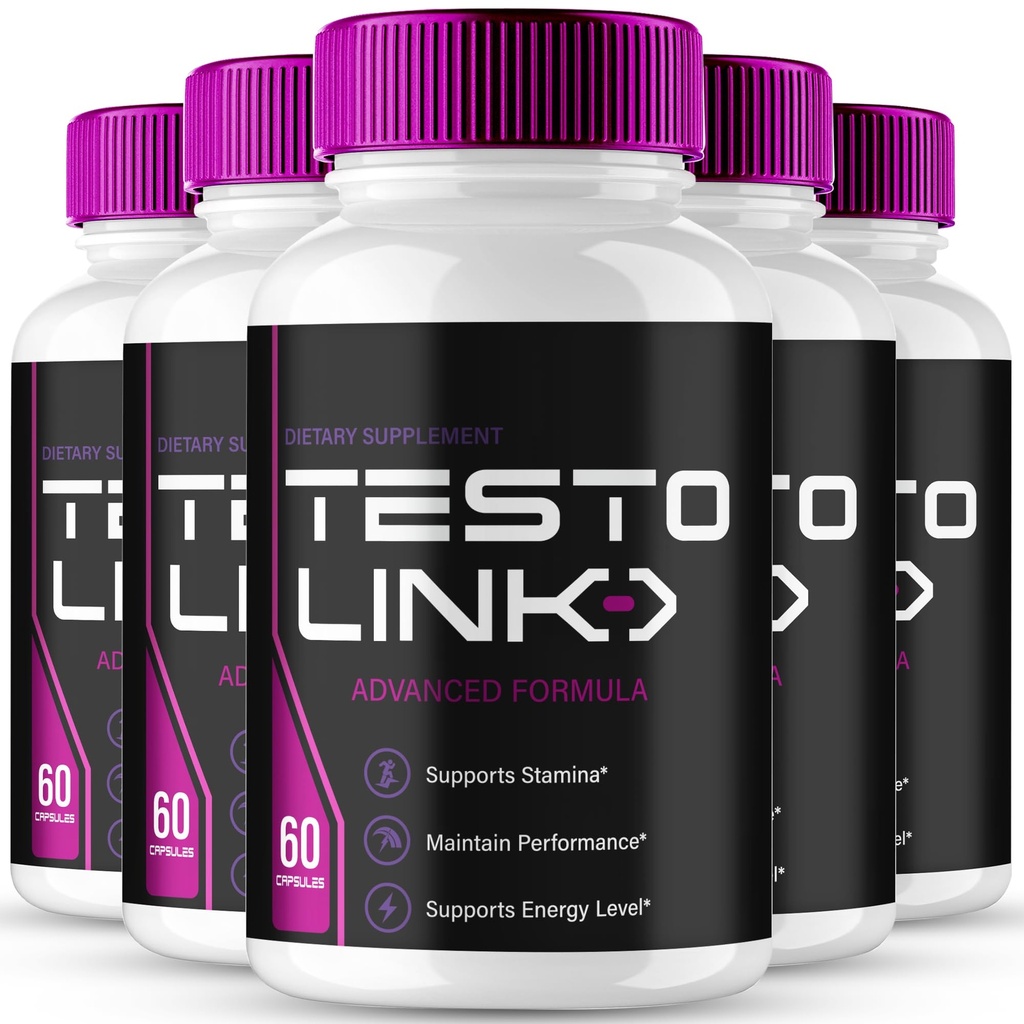 Testo Link Capsules, Official TestoLink Supplement Pills - Maximum Strength, All Natural Formula for Energy, Stamina and Performance, Premium Testo Link Health Pills Reviews (5 Pack)