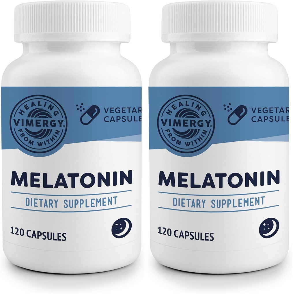 Vimergy Melatonin – Natural Sleep Aid – Sleep Supplement – Helps You Fall Asleep Faster & Stay Asleep Longer - Non-GMO, Gluten-Free, Kosher, Soy-Free, Vegan, Paleo (120 Counts) (Pack of 2)
