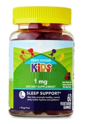 SEDLAV Zero Sugar Kids Melatonin Sleep Support Dietary Supplement Gummies, Raspberry and BlackBerry, 1 mg, 120 Count Sticker Zero Sugar Supplement Designed for Nighttime Use