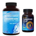 BioEmblem Triple Magnesium Complex & Turmeric Curcumin with Clinically Studied TurmiPure for Healthy Muscle and Nerve Function, Vegan, Non-GMO