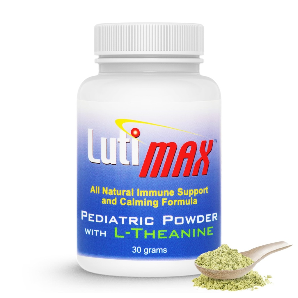 Lutimax Pediatric Powder Brain Supplement with Luteolin, Rutin & LTheanine - Kids Memory, Focus, Muscle & Immune Support Brain Supplement - Nootropic Antioxidants for Brain Health Support 100 Serving
