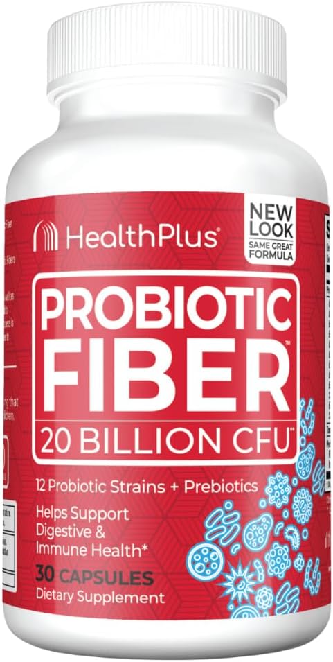 Health Plus Probiotic Fiber - Dietary Supplement, Detox, 30 Capsules, 30 Servings
