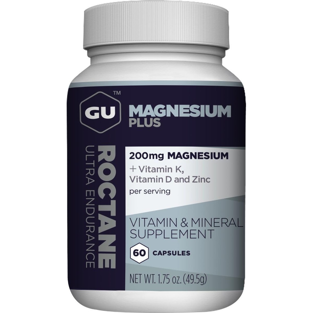 GU Energy Roctane Magnesium Plus Capsules with Vitamin K, D and Zinc, Informed Choice, Recovery Support After Any Workout, 60-Count Bottle (1-Month Supply)