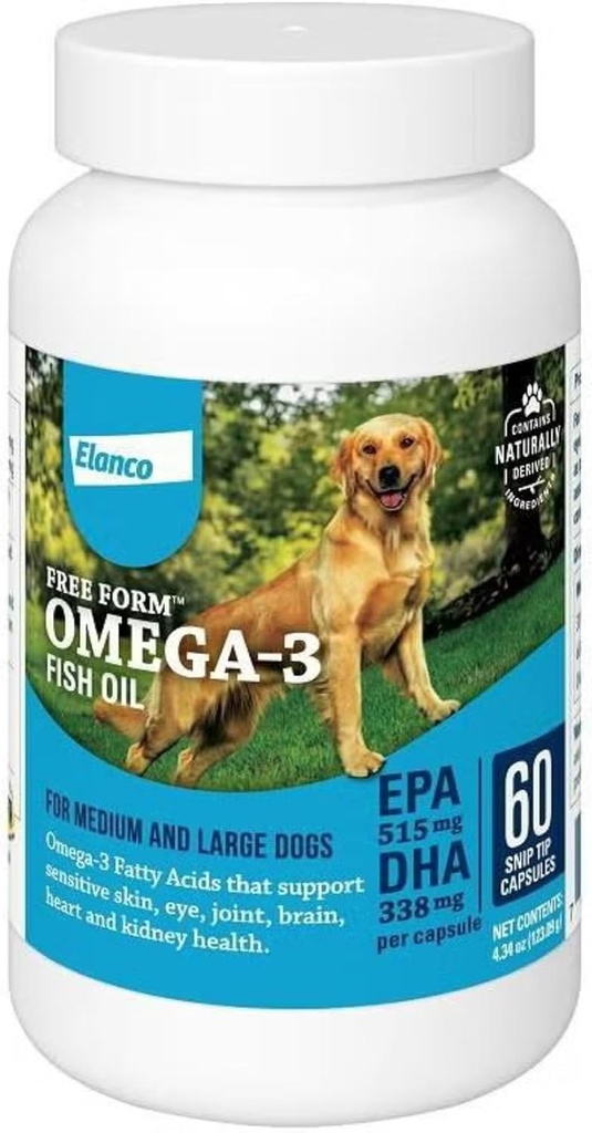 Kniptips Omega-3 Visolie Liquid Supplement voor middelgrote en grote honden, 60 Tellen