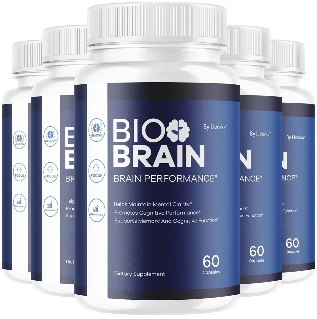 (5 Pack) Bio Brain Capsules - Official BioBrain Supplement Pills Daily Support Brain & Memory Focus All Natural Advanced Premium Formula for Overall Health & Wellness, 300 Capsules for 5 Months