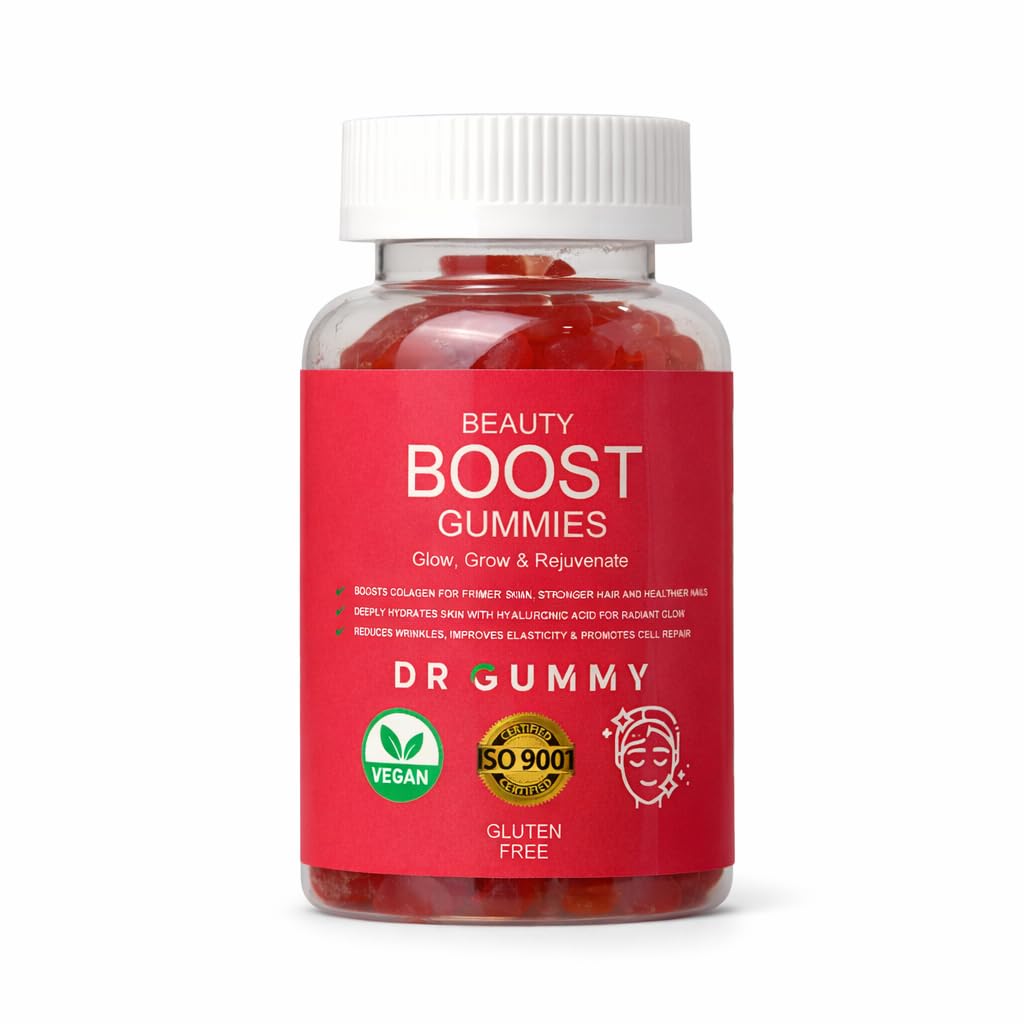 Beauty Boost Gummies – Collagen + Hyaluronic Acid for Skin Hydration Support, Antioxidant Blend Resveratrol, CoQ10, Astaxanthin, Hair Skin Nails, 60 Gummies