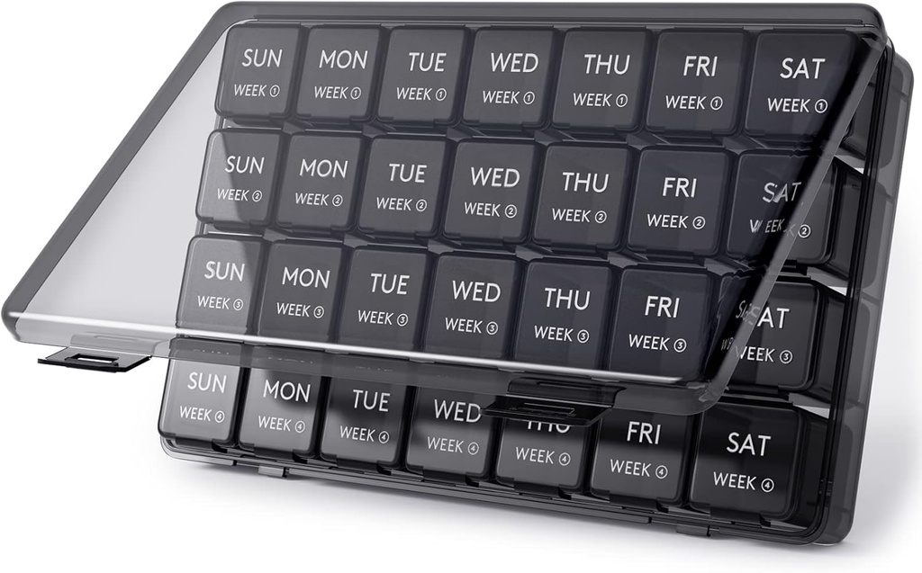 Lifewit Monthly Pill Organizer, 28 dagen pil Box, 4 weken een maand pil Cases, Grote Compartiments Medicine Organizer voor Vitaminen, Visolie, Supplementen