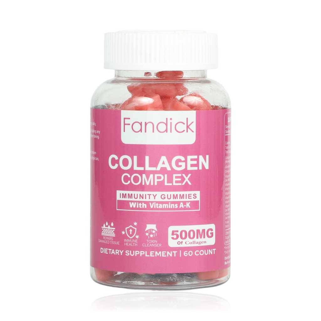 Collagen Complex Immunity Gummies with Vitamins A-K, Vegan Pectin Gummies, 60 Count, Dietary Supplement 30 Days