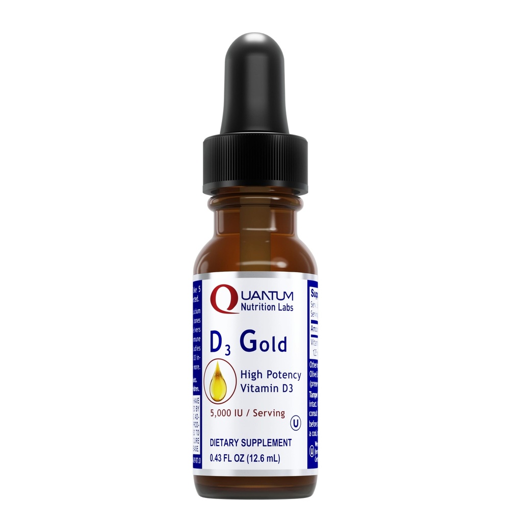 QNL D3 Gold - Vitamin D Liquid Drops - Bone Strength Supplement - Offers Cardiovascular & Immune Support - Premium Health & Wellness Product - 0.43 fl oz