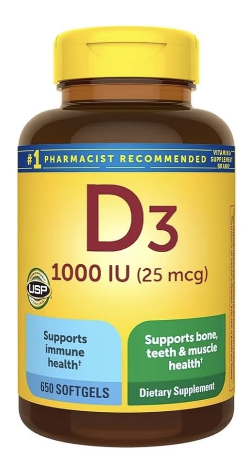 Vitamin D3 25mcg (1000 IU) | 650 Softgels – 22 Month Supply | Supports Bone, Teeth, Muscle & Immune System | Gluten Free | Easy to Swallow Supplement | Made for a Healthy Connection with Nature