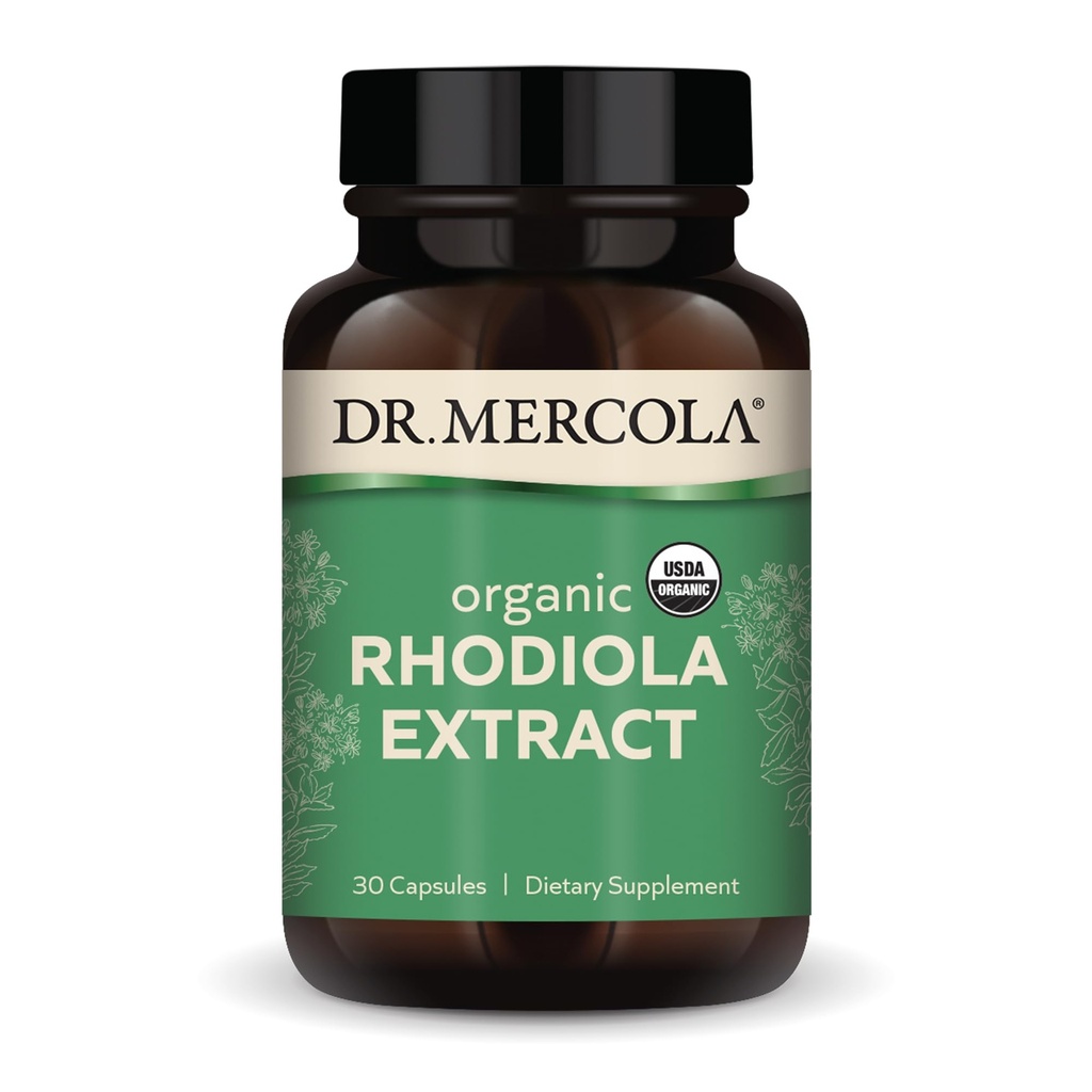 Dr. Mercola Rhodiola Extract, 30 porties (30 capsules), Dieetsupplement, Ondersteunt Mood and Stress Management, Non-GMO, Gecertificeerde USDA Organic