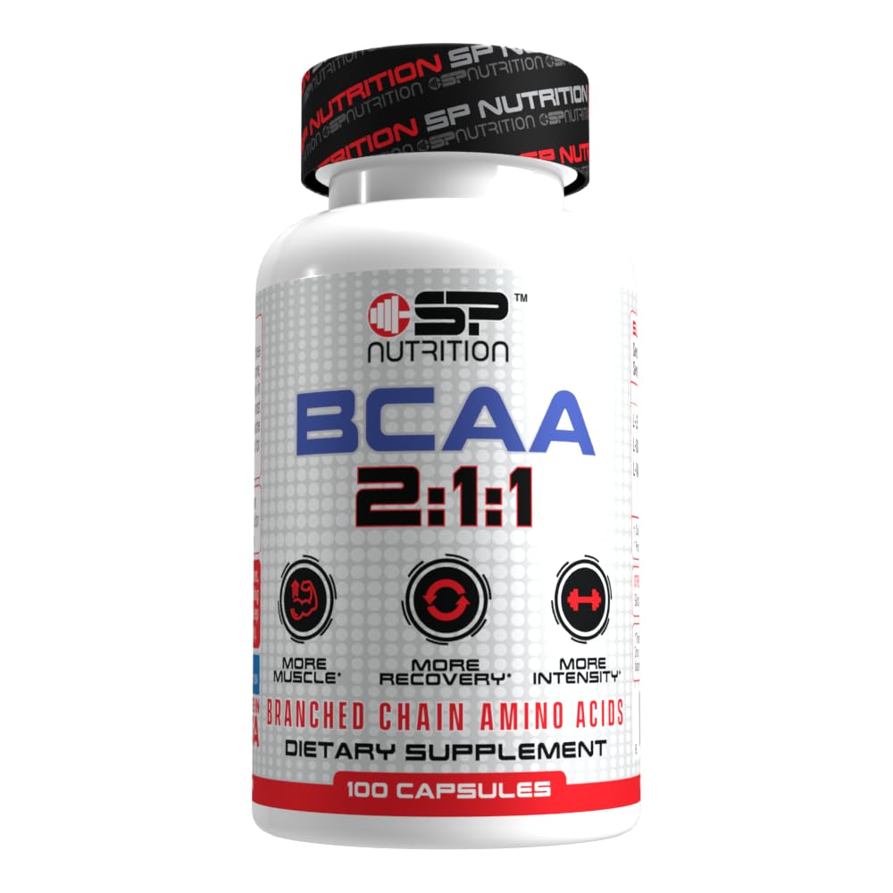 SP Nutrition BCAA 2:1:1 Capsules, 100 Count, Branched Chain Amino Acids with L-Leucine, L-Isoleucine, L-Valine for Muscle Growth and Recovery