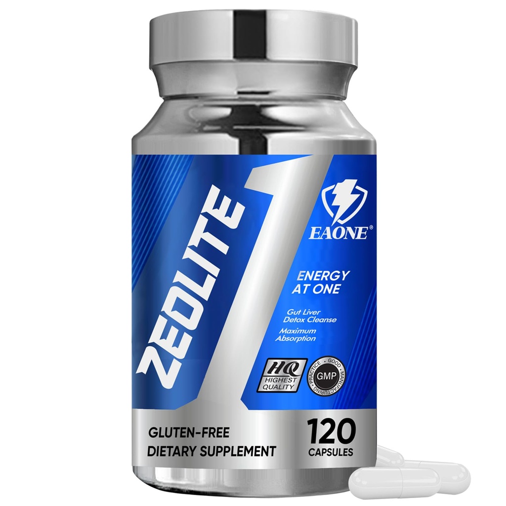 EAONE 2300mg Zeolite Detox Capsules for Kids and Adults, Natural Premium Liquid Zeolite 120 pcs, Gut Health and Immune System Support, Gentle Daily Detox and Energy