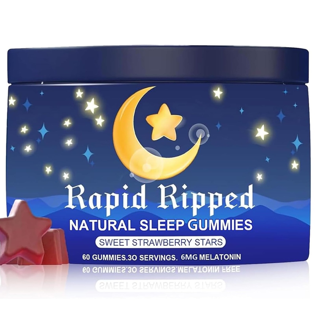 Radiya Natural Sleep Aid Gummies - Effective Melatonin 6 mg Fall Asleep Quickly and Gently in 30 Minutes - Sleep+ Gummies for Adults a Restful Night's Sleep - 60 Count (1pc)