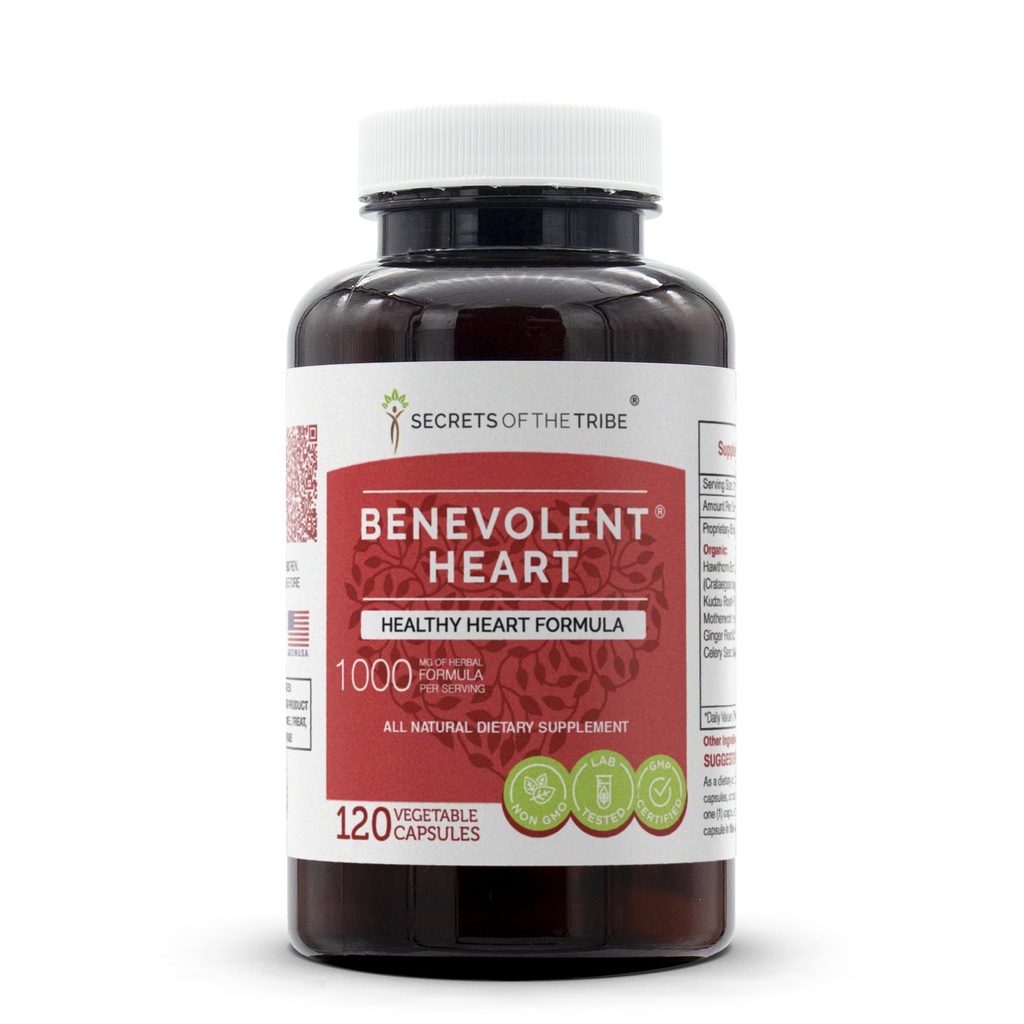 Secrets of the Tribe - Benevolent Heart, Healthy Heart Formula, Herbal Supplement Blend (120 Capsules)