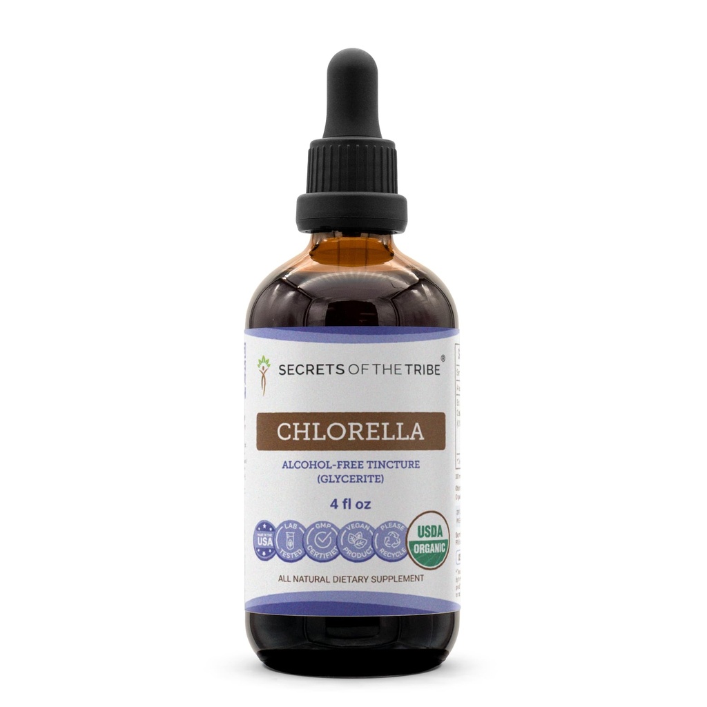 Secrets of the Tribe Chlorella USDA Organic | Alcohol-Free Extract, High-Potency Herbal Drops | Made from 100% Certified Organic Chlorella pyrenoidosa Dried Herb (4 oz)