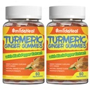 Kurkuma Curcumin Gummies 500mg, met Kurkuma Root Extract, Gemberwortel, Black Pepper Extract, Antioxidant Ondersteuning, Orange Flavor Gummies, 60 Tellen (pakket van 2)