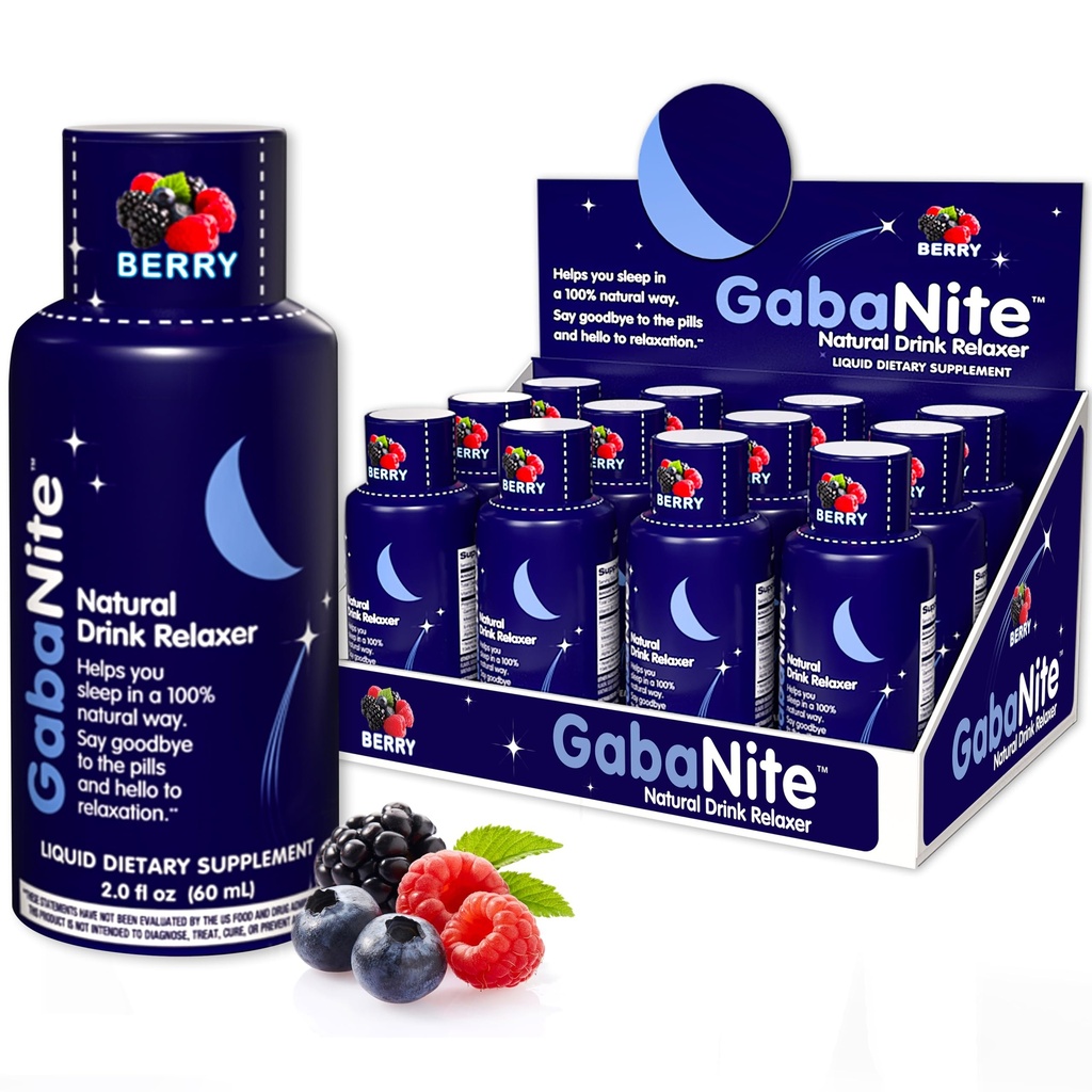 Sleep Shot, Natural Sleep Aid for Adults (12 Pack), Supplement Drink, GABA, Melatonin, 5-HTP, Alpha GPC, Sugar Free, Plant Derived, No Calories, Fast Acting, Non-Habit Forming, Relaxing Aid