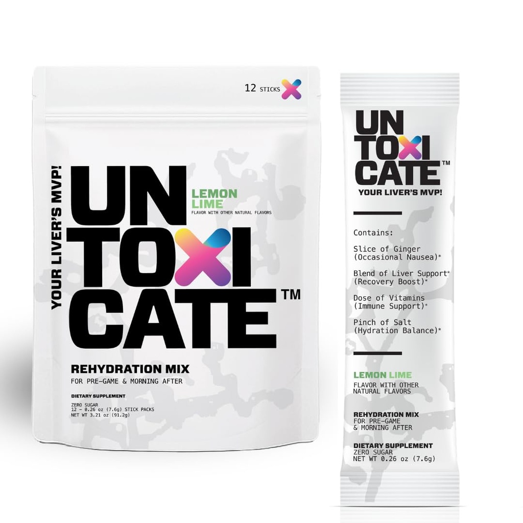 Liver Support & Recovery Drink Mix with DHM | Electrolyte Powder Packets with Dihydromyricetin, Milk Thistle & Glutathione | Support Your Body After Drinking | Lemon Lime | 12 Sticks