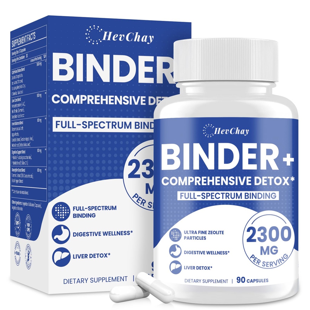 2300 MG Detox Binder Supplement – 17-in-1 Detox Binder, Activated Charcoal, Zeolite, Bentonite Clay – Liver & Gut Detox Cleanse, Toxin Flush, Digestive, Max Absorption, 90 Vegan Capsules