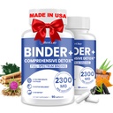 2300 MG Detox Binder Supplement – All-in-1 Detox Binder, Activated Charcoal, Zeolite, Bentonite Clay – Liver & Gut Detox Cleanse, Toxin Flush, Digestive, Max Absorption, 180 Vegan Capsules