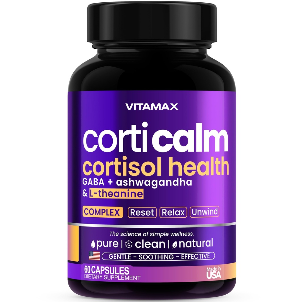 Cortisol Supplements for Women and Men - L-Theanine, Ashwagandha, GABA - High Cortisol Manager Reducer - Relaxation, Mood & Stress Support - Ginkgo Biloba, Bacopa Monnieri, 5-HTP - Made in USA