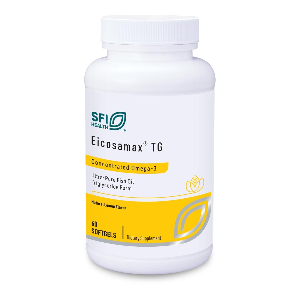 Klaire Labs SFI Health Eicosamax TG Visolie - Ultra Pure Omega-3 Visolie Pillen met EPA/DHA - Duurzaam Gebronzen - Natuurlijke Citroensmaak voor Geen Fishy Burps of Aftersmaak (60 Softgels)
