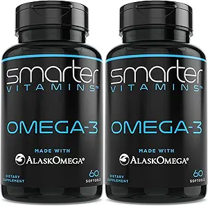 (2 Pack) Slimmere Omega 3 Fish Oil, Berry Flavor, Burpless, Smaakloos, 2000mg, Krachtige Triple Strength DHA EPA Brain OMEGA3, Gemaakt met AlaskOmega®
