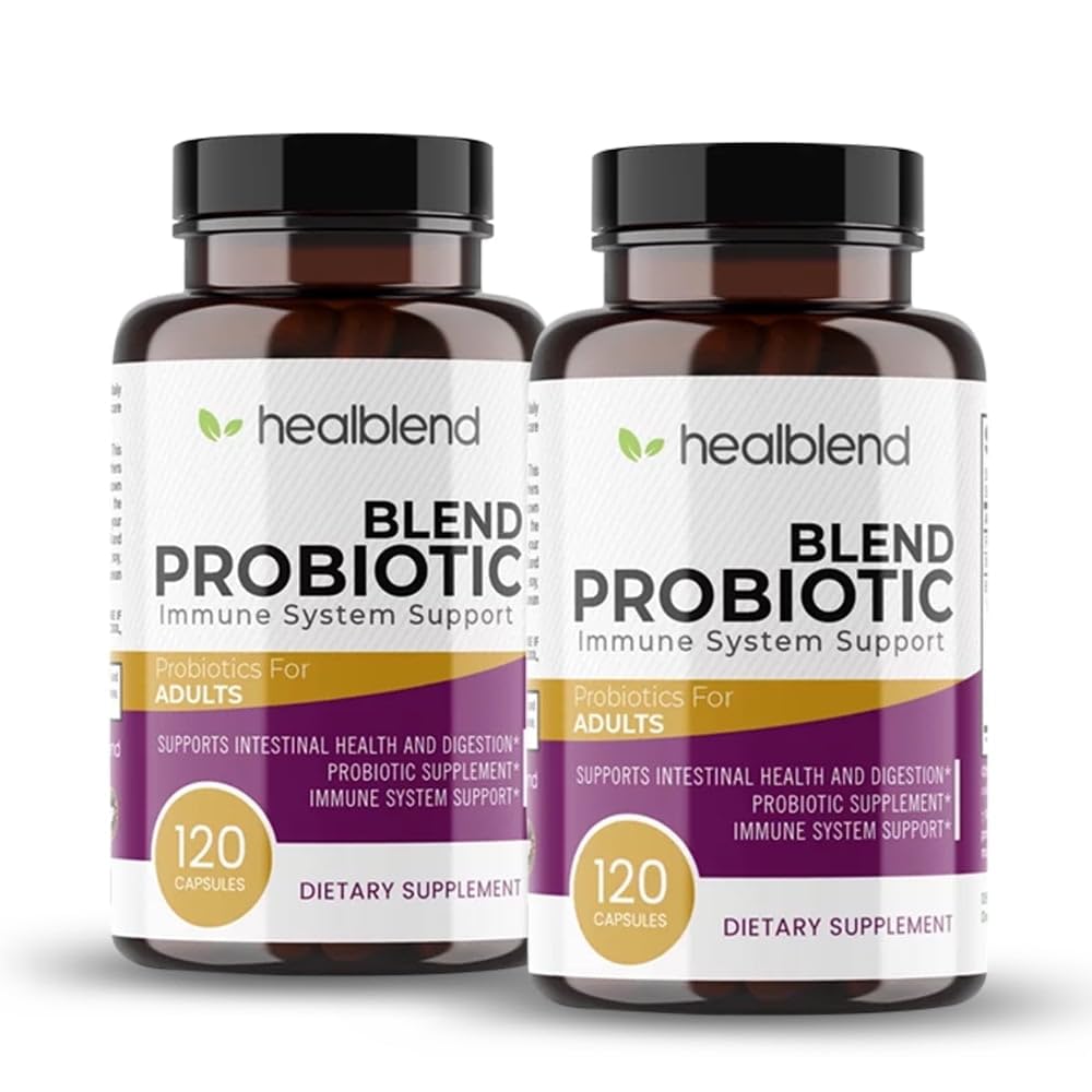 healblend Probiotic Caps Dietary Supplement Capsules, Probiotic for Women and for Men Digestive Health, Immune System Support, Non-GMO, Gluten-Free, 120 Veg Caps (2)