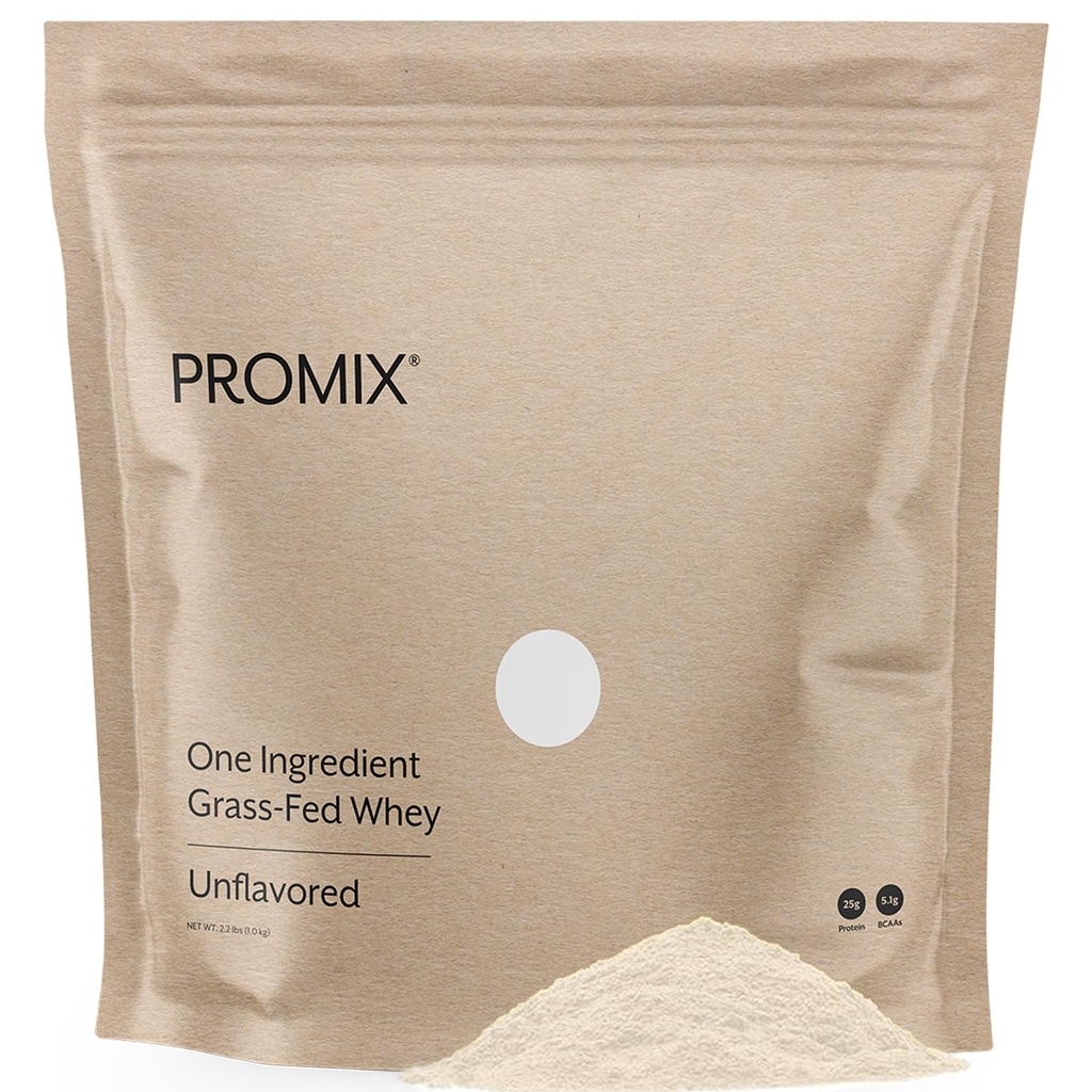 ProMix Nutrition Whey Protein Powder, Grass Fed, Unsweetened, Hormone Free - 25g Protein per Serving, Sugar Free, Soy Free, Unflavored - 32 Servings