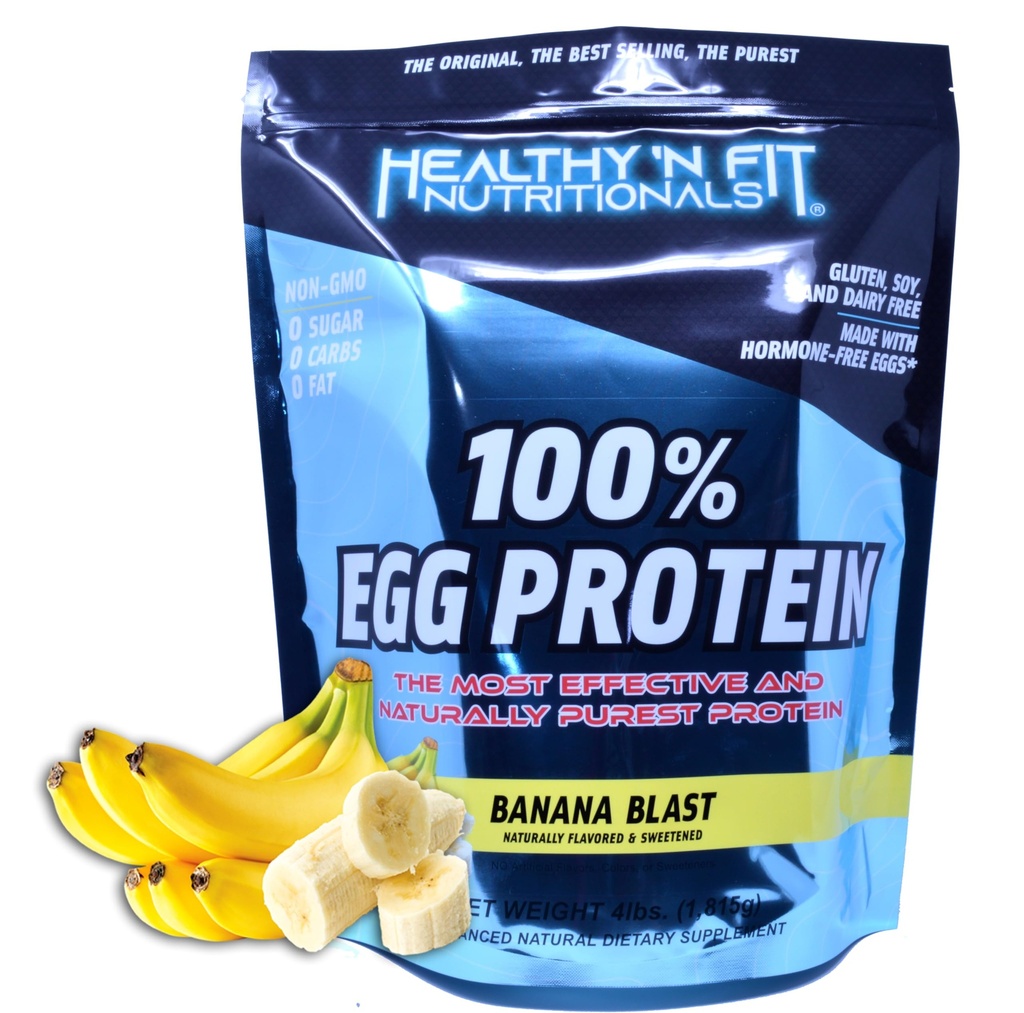 Healthy 'N Fit 100% Egg Protein- Banana Blast (4lb): 100% Egg White Protein. Zero Lactose, Zero Sugar.- Ultra Pure, Natural Egg Protein Isolate