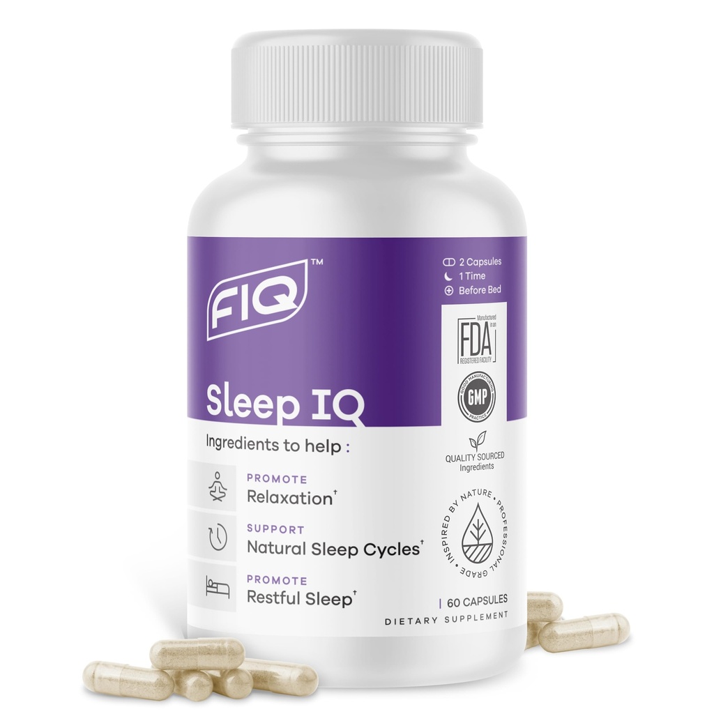 Formula IQ - Sleep IQ - Sleep Aid - Magnesium Supplement with 5 mg Melatonin, Lemon Balm, & Valerian Root - 60 Capsules