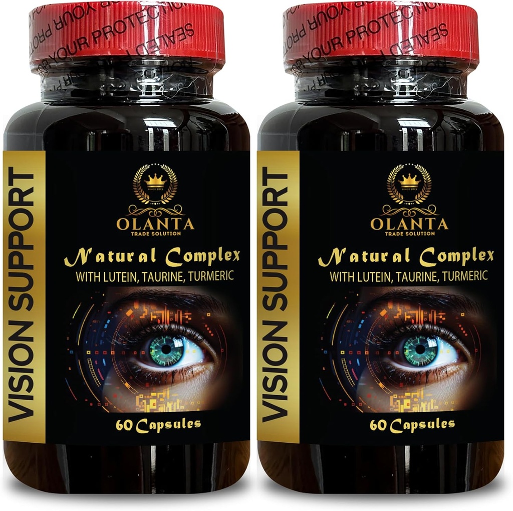 Vision Support Natural Formula - Organic Lutein Supplements - Natural Vision Support with Beta-Caroteen & Antioxidants - 2 Flessen 120 Capsules