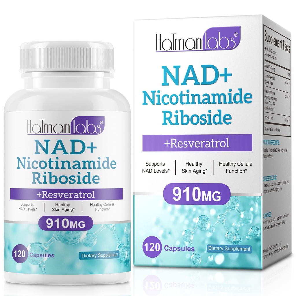 NAD+ Nicotinamide Riboside with Resveratrol – Daily Wellness Supplement – Plant-Based Capsules – 120 Capsules