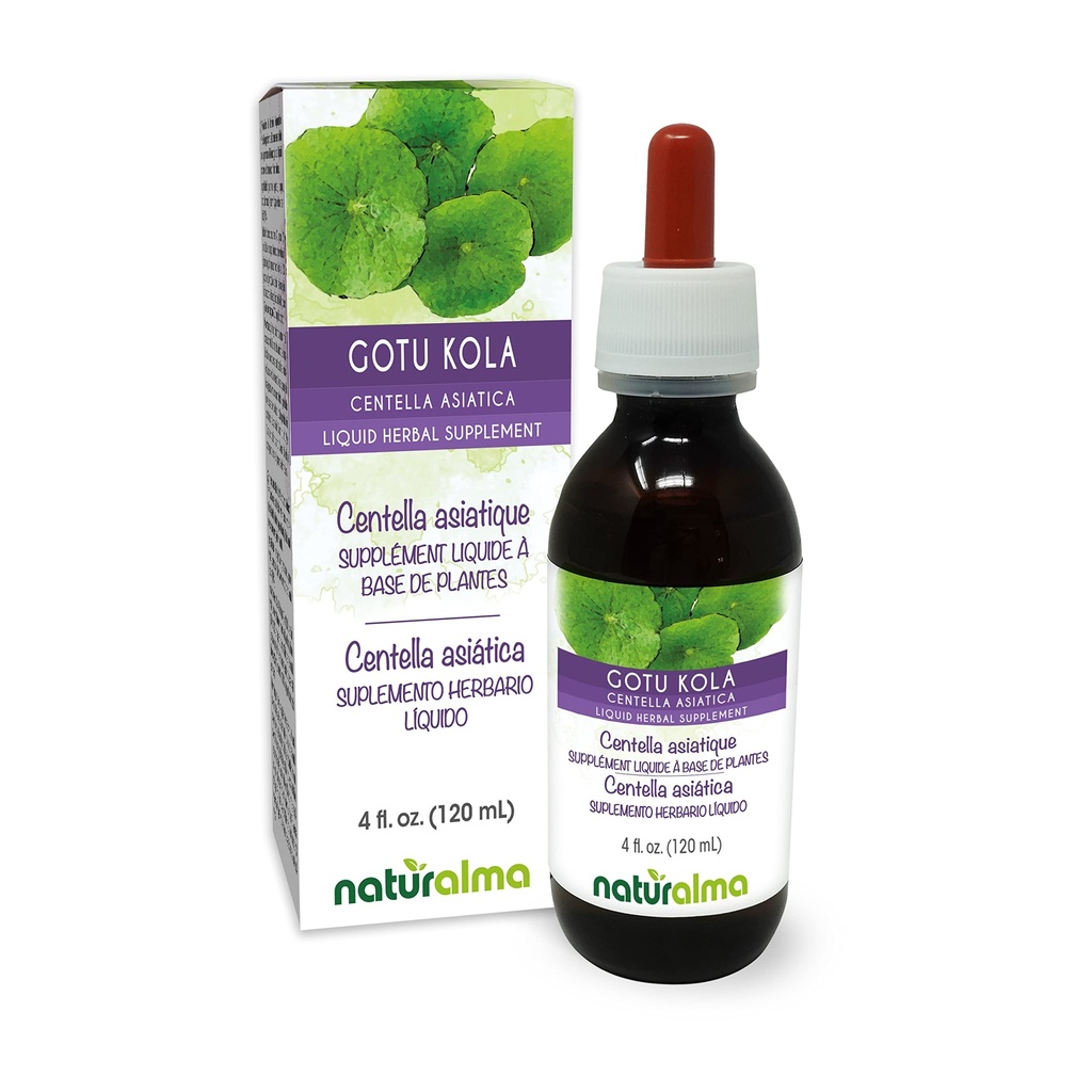 Naturalma Gotu kola (Centella asiatica) herb Alcohol-Free Tincture - 4 fl oz Liquid Extract in Drops - Herbal Supplement - Vegan