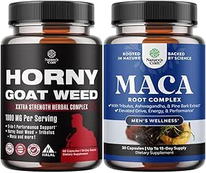Bundle of Horny Geit Weed Extract Complex for Men and Women Enhanced Energy and Uithoudingsvermogen and Black Maca Root Capsules for Men - Innovatoring Drive Mood & Energy Booster for Men