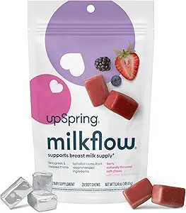 UpSpring Borstvoeding Supplement voor Borstvoeding, Borstvoeding Snacks met Fenegriek en gezegende distel, Borstvoeding Essentials Ondersteuning, Borstvoeding Supply - Choco Raspberry (28 Tel.)