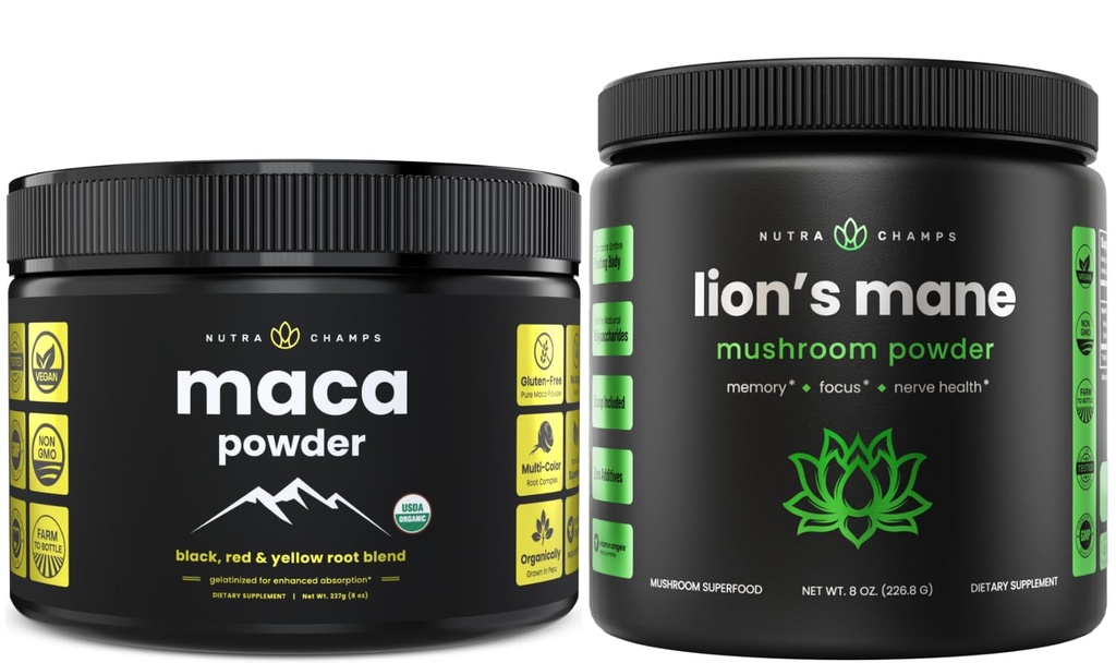 NutraChamps Biologische Maca & Organische Leeuwen Manenpoeder