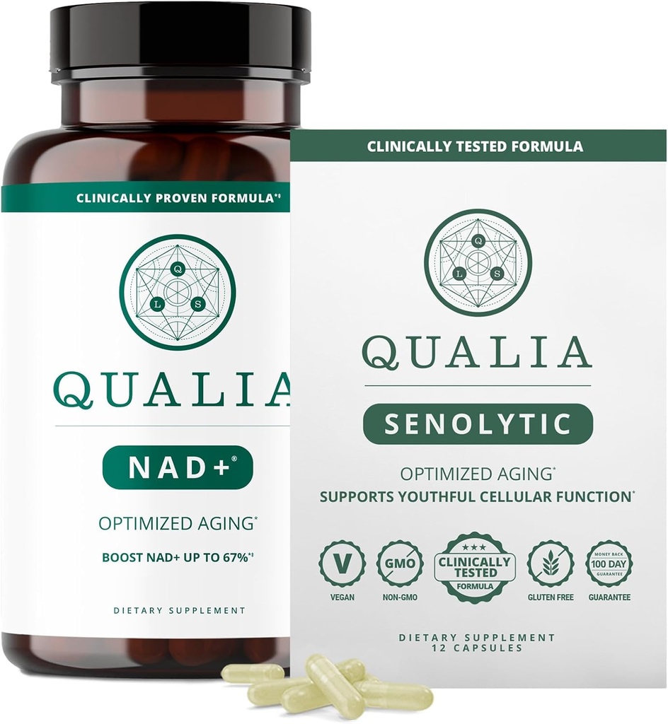 Qualia Life Sciences Bundle Qualia NAD+ & Qualia Senolytische, klinisch getest supplement, Can Boost NAD+, Aging Supplement