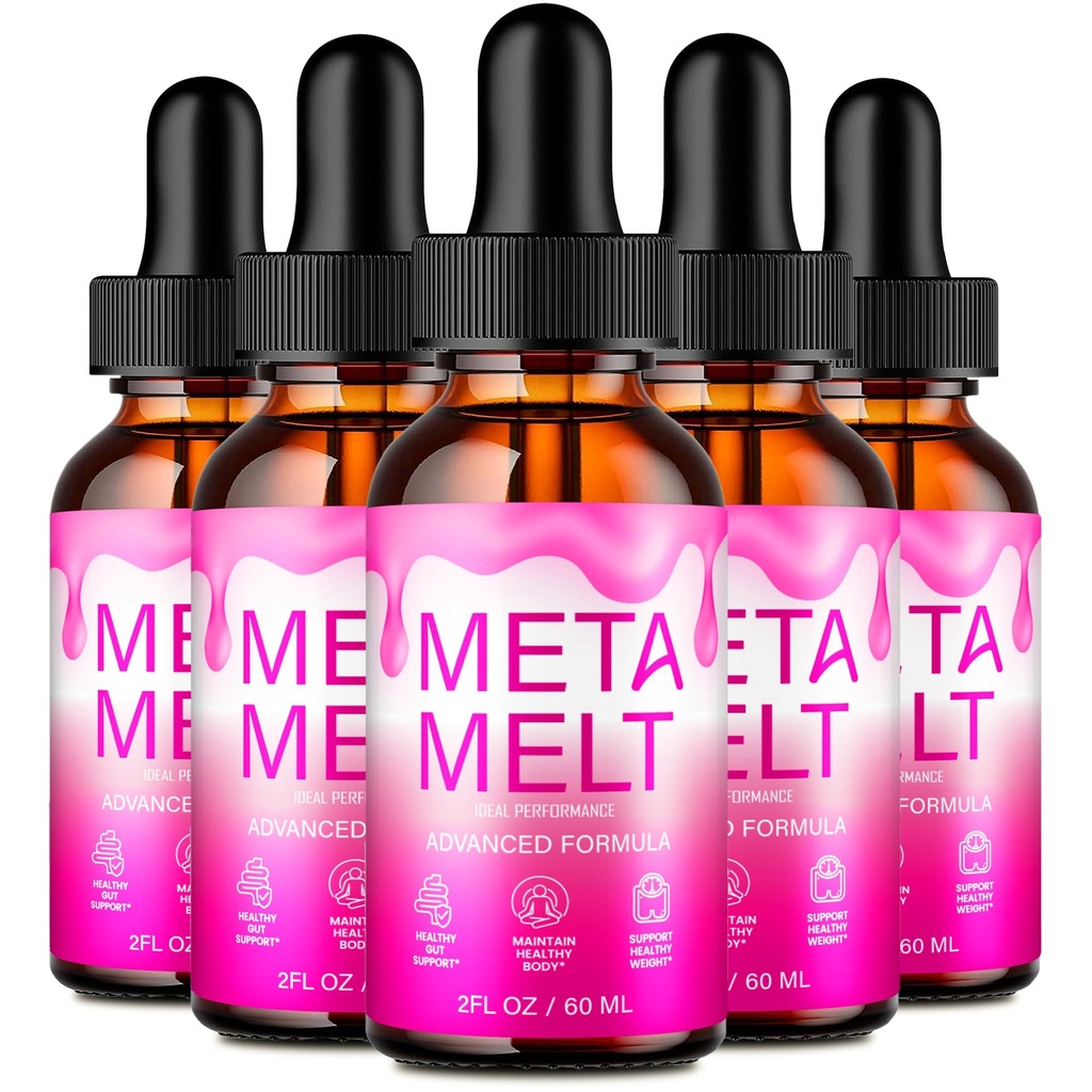 Meta Melt Drops, Official Meta Melt Supplement Droppers - Maximum Strength, All Natural Keto Liquid Formula to Sustain Active Lifestyle & Fitness Goals, Premium MetaMelt Advanced Reviews (5 Pack)