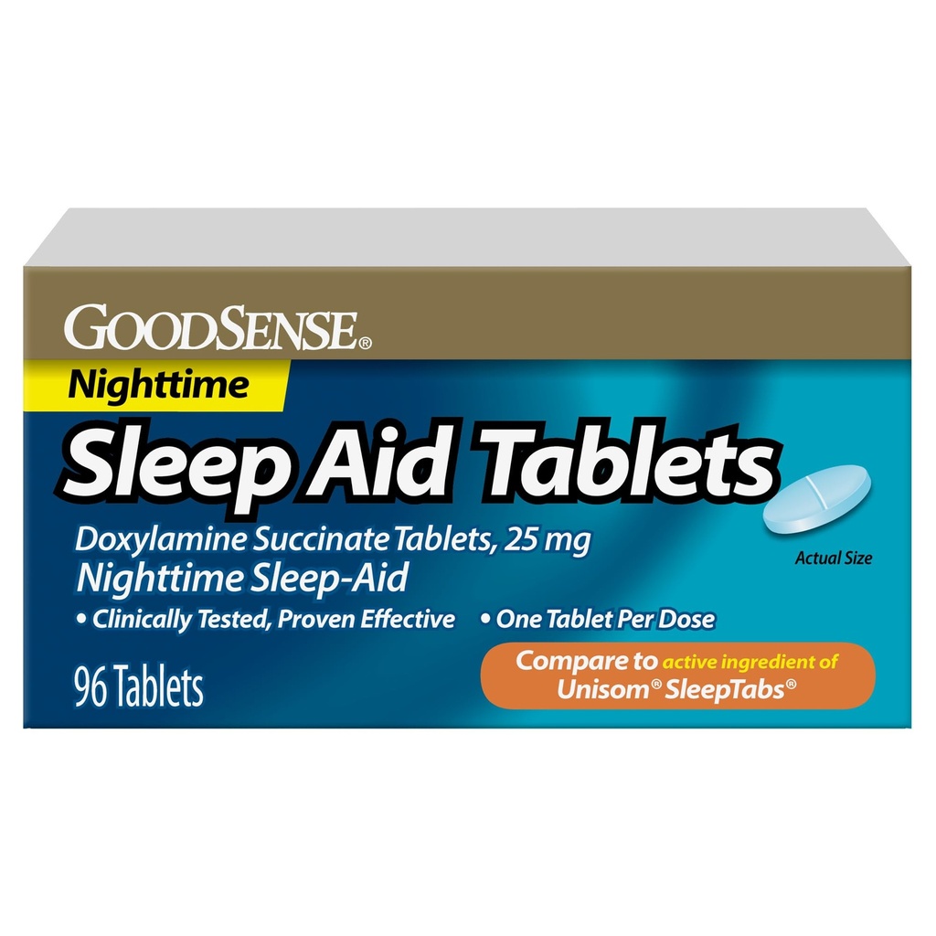 GoodSense Sleep Aid Tablets, Doxylamine Succinate Tablets, 25 mg, Nighttime Sleep Aid to Help You Fall Asleep