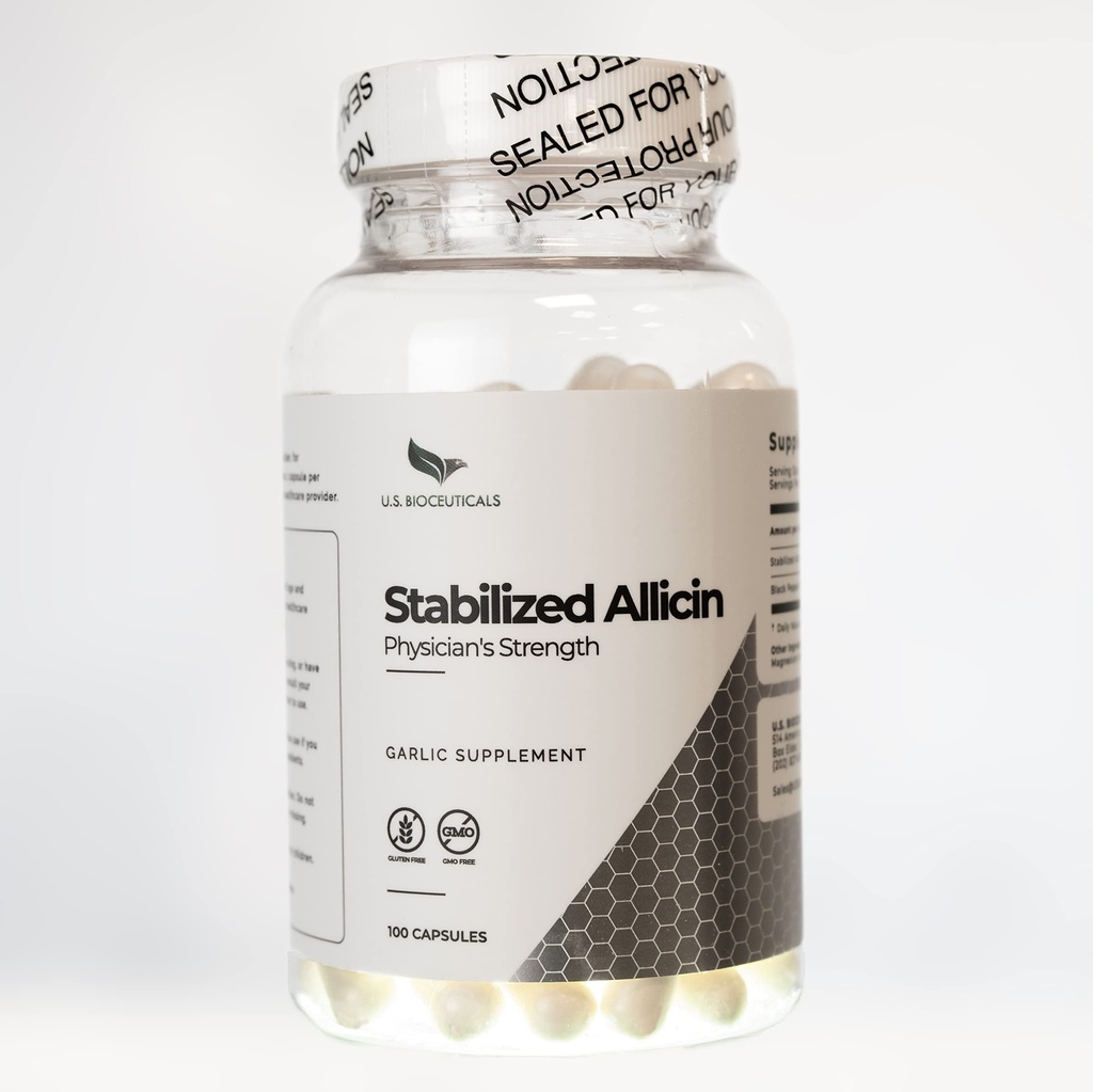 Stabilized Allicin (Non-GMO) - 700.000 mcg Allicin Per Bottle - Laboratory Tested - cGMP Certified Manufacturing