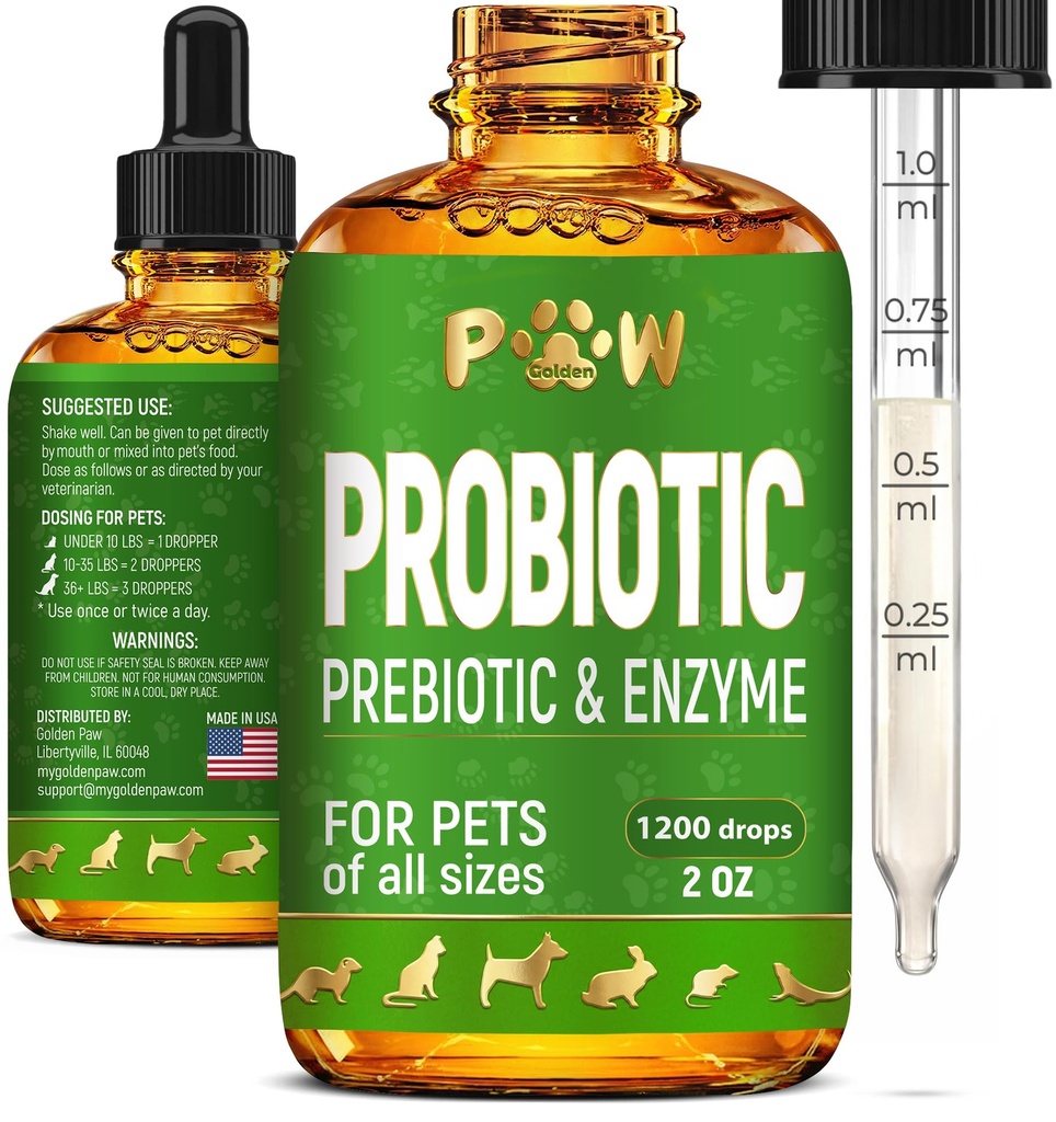 Liquid Probiotics for Dogs & Cats of All Ages | Dog Probiotics to Provide Digestion Balance | Prebiotic Blend for Harmonious Food Absorption | 3 Billion CFU | Herbal Flavor | 2 Oz