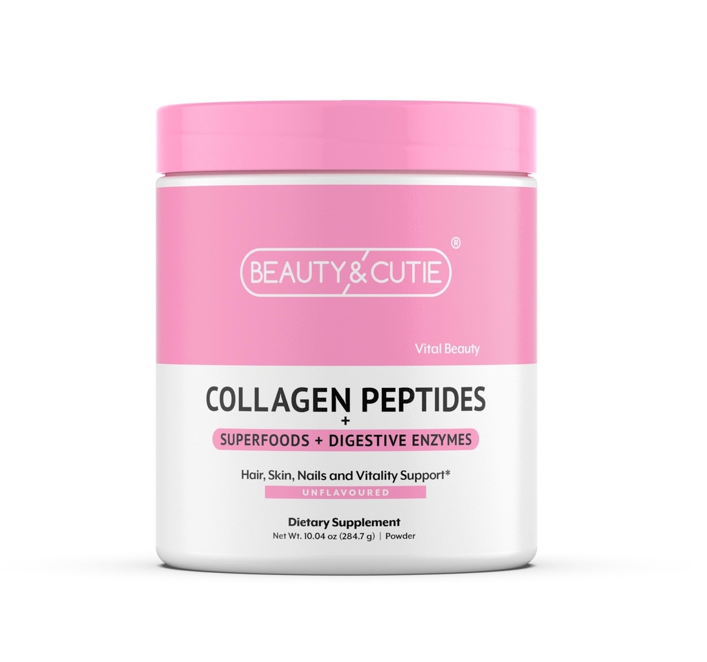 Collagen Peptides with Superfoods and Digestive Enzymes, Powder, Grass Fed, Pasture Raised, for Hair, Skin, Nails, and Immune System Support, Unflavored, Gluten Free,10.04 oz
