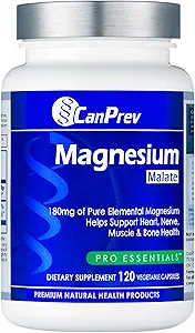 CanPrev Magnesium Malate, 120 Veg Caps, 120-Day Supply, 180mg Elemental Magnesium & 540mg Malic Acid, Vegan & Non-GMO, ondersteunt ontspanning, energie, spierfunctie, botsterkte en algehele welzijn