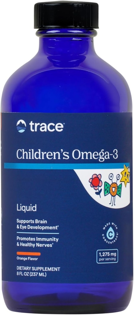 Trace Minerals Children's Omega-3 - Liquid Supplement ondersteunt zenuw- en immuunsysteem functie - Gezondheidssupplement voor kinderen - EPA & DHA ondersteunt hersenen en oogontwikkeling - Oranje, 8 fl oz