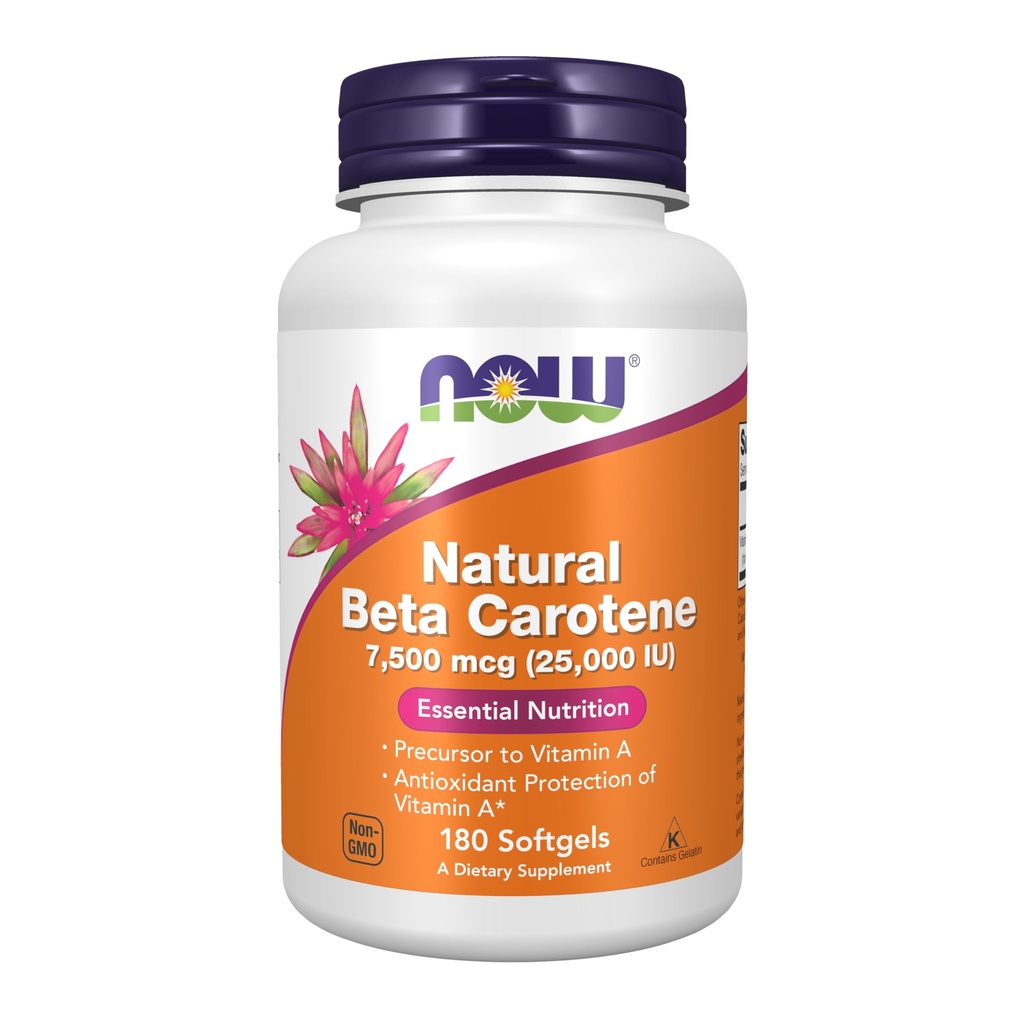 NOW Foods Supplements, Natural Beta Carotene 25,000 IU, Essential Nutrition, 180 Softgels
