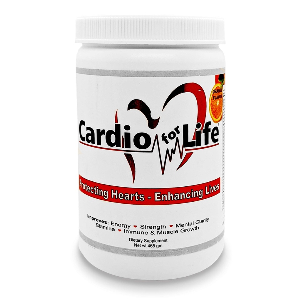 Health Guardian Cardio for Life L-Arginine Powder 16oz - Natural Nitric Oxide Supplement Cardiovascular Increase Energy - Orange