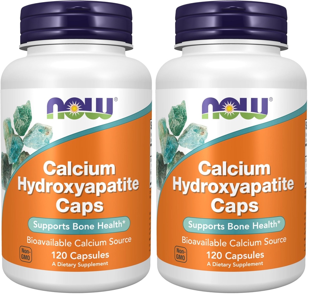 NOW Foods Supplements, Calcium Hydroxyapatite Caps, Supports Bone Health*, 120 Capsules (Pack of 2)