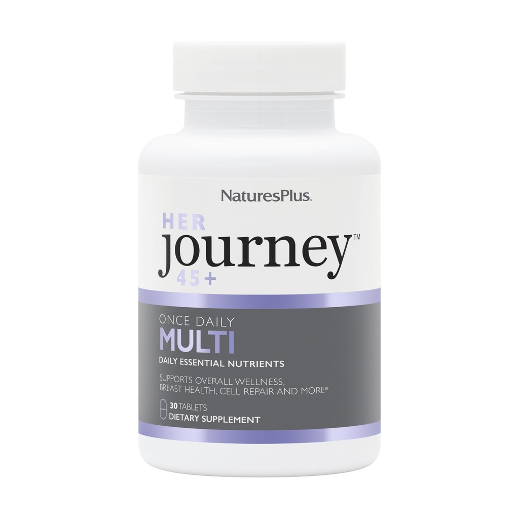 NaturesPlus Her Journey 45+ - 30 Tablets - Once-Daily Multivitamin for Women - Supports Overall Wellness, Breast Health & Cell Repair - Non-GMO, Vegan - 30 Servings
